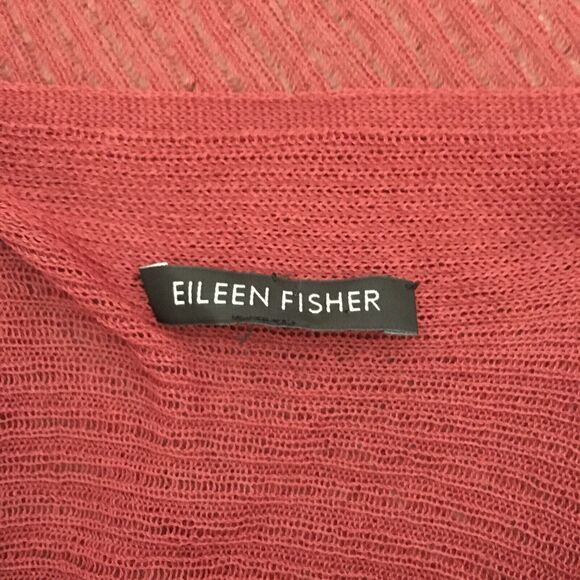 Eileen Fisher Women's Knit Top Cardigan Size M Red Sheer Long Sleeve Shawl - Picture 3 of 10